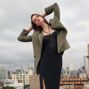 Zara oversized double breasted blazer/jacket in size small, khaki color.